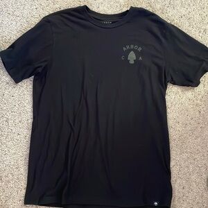 Arbor tee. Black and forest green logos. Size large